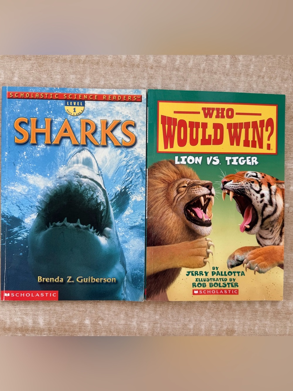 Scholastic Science Readers Sharks and Who Would Win? Lion vs. Tiger Books